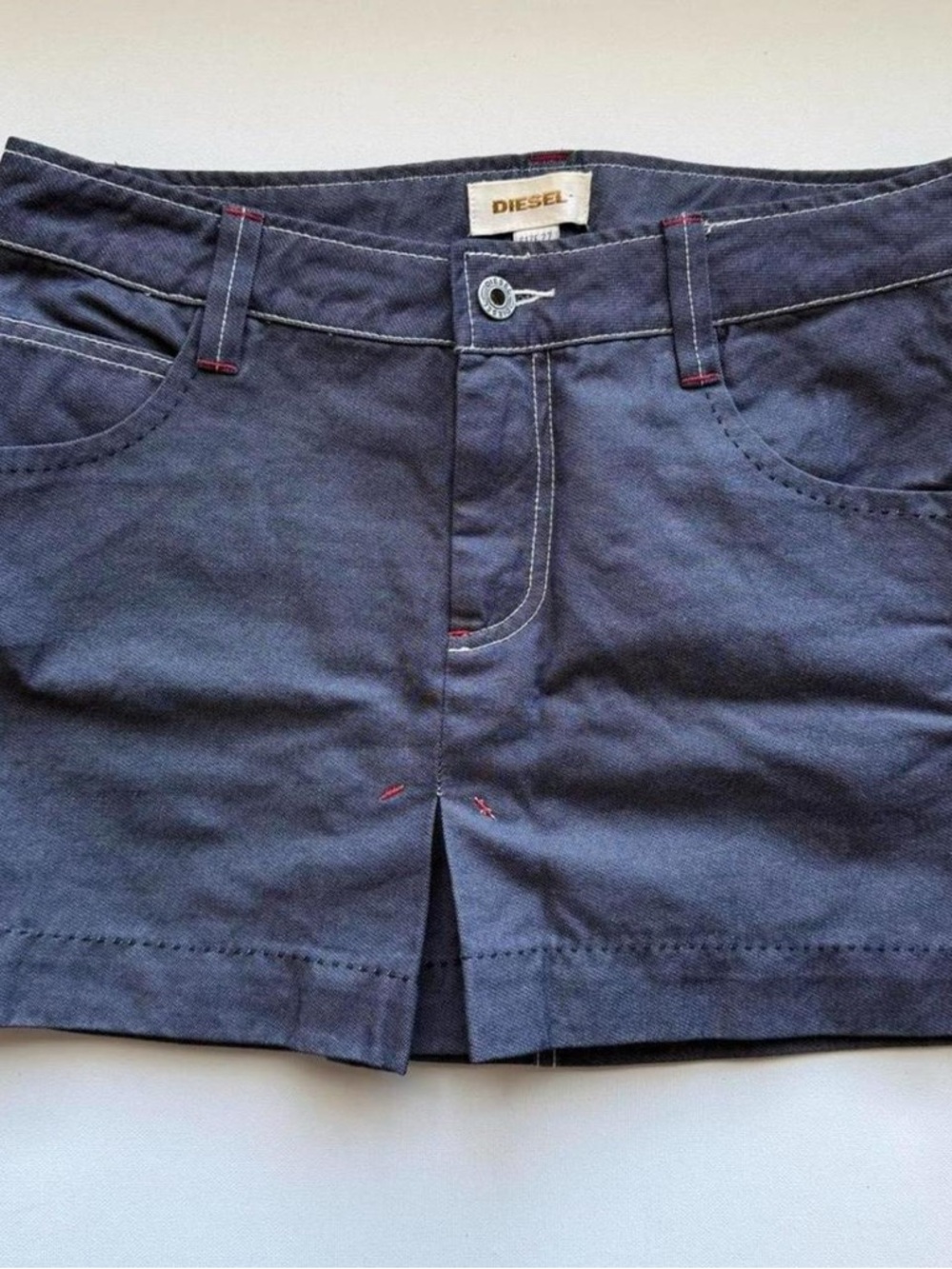 Diesel Navy Mini Skirt with Contrast Stitching